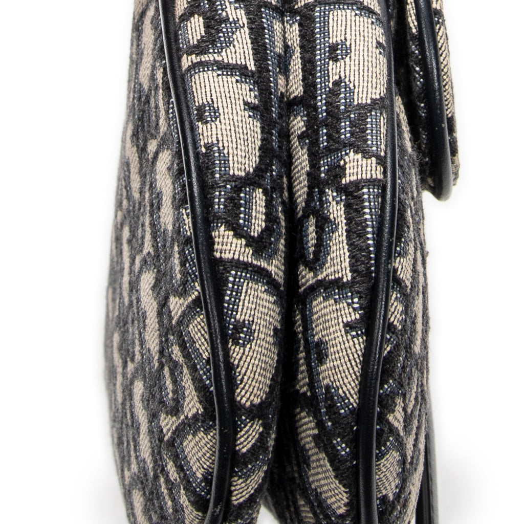 Shoulder Bag Mini Saddle Bag Navy Oblique Jacquard Canvas