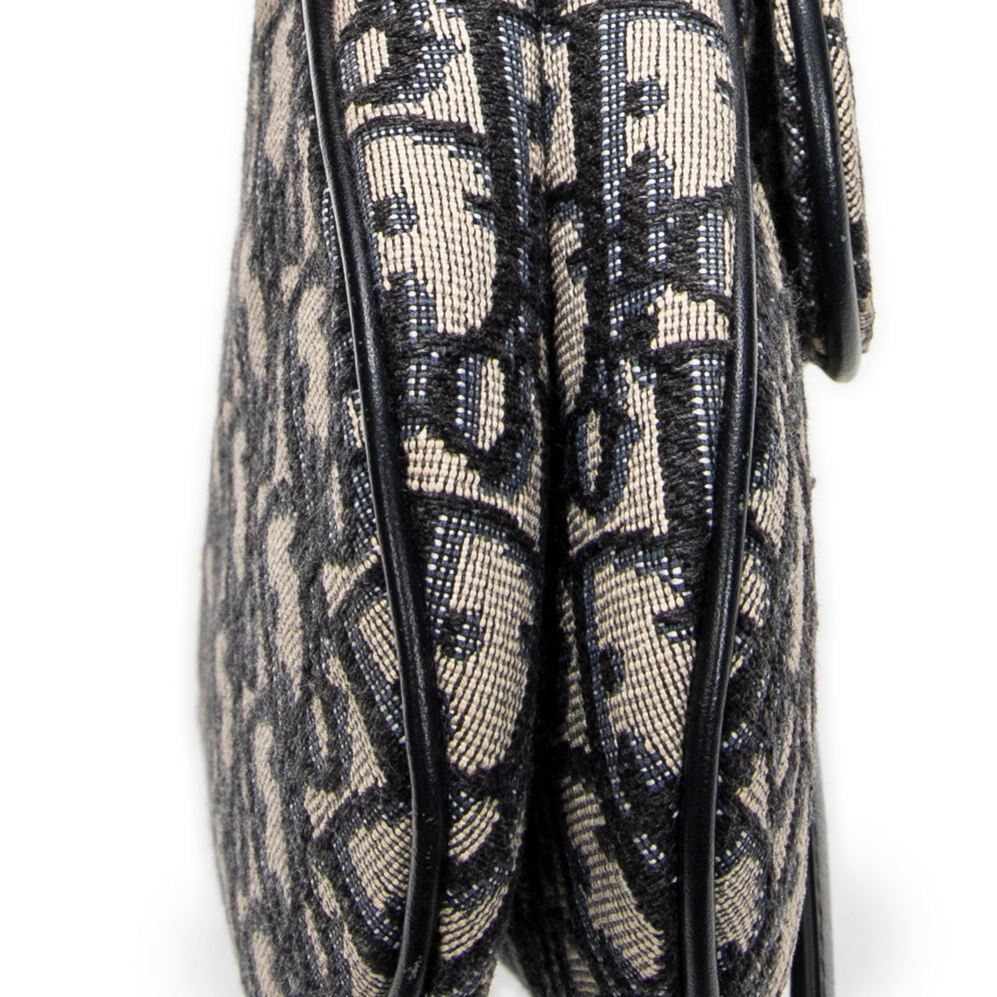 Shoulder Bag Mini Saddle Bag Navy Oblique Jacquard Canvas