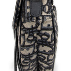 Shoulder Bag Mini Saddle Bag Navy Oblique Jacquard Canvas