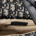 Shoulder Bag Mini Saddle Bag Navy Oblique Jacquard Canvas