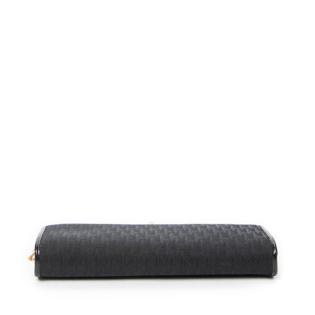 Shoulder Bag Vintage Frame Chain Clutch Black Diorissimo Canvas