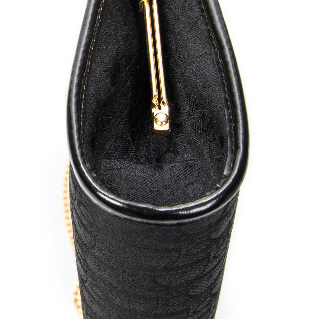 Shoulder Bag Vintage Frame Chain Clutch Black Diorissimo Canvas