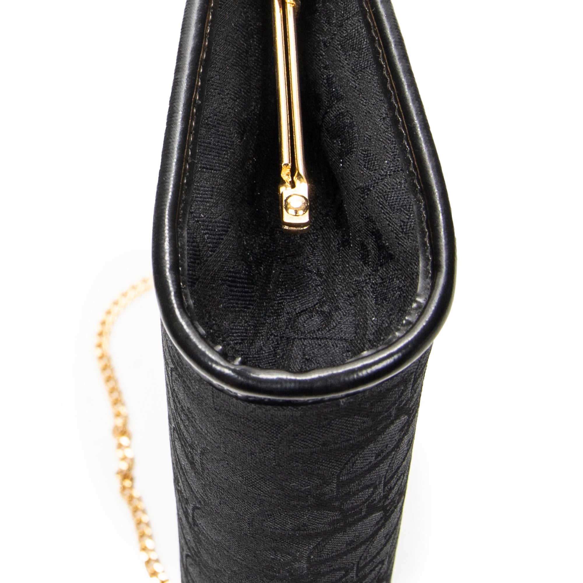Shoulder Bag Vintage Frame Chain Clutch Black Diorissimo Canvas