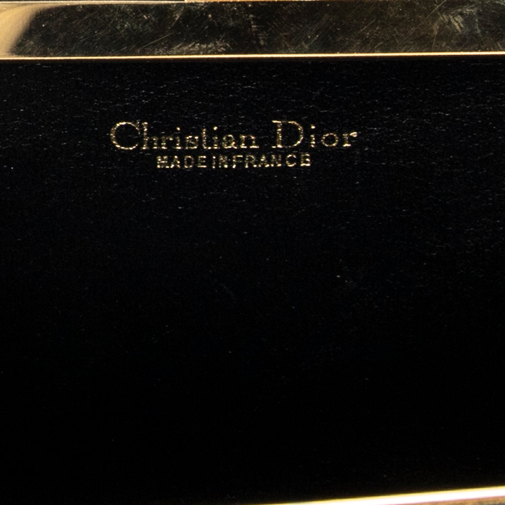 Shoulder Bag Vintage Frame Chain Clutch Black Diorissimo Canvas