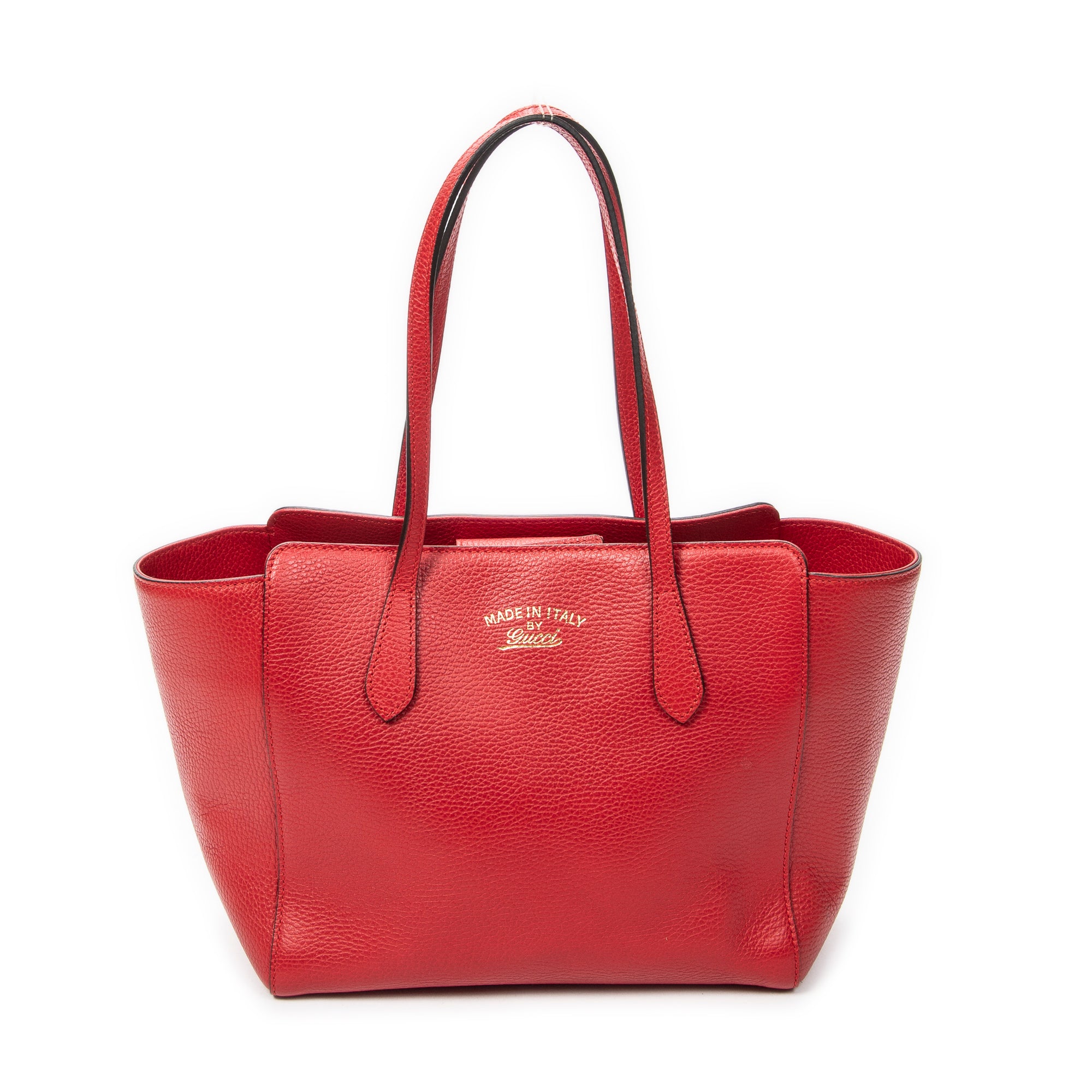 Shoulder Bag Small Swing Tote Red Grained Calfskin Leather