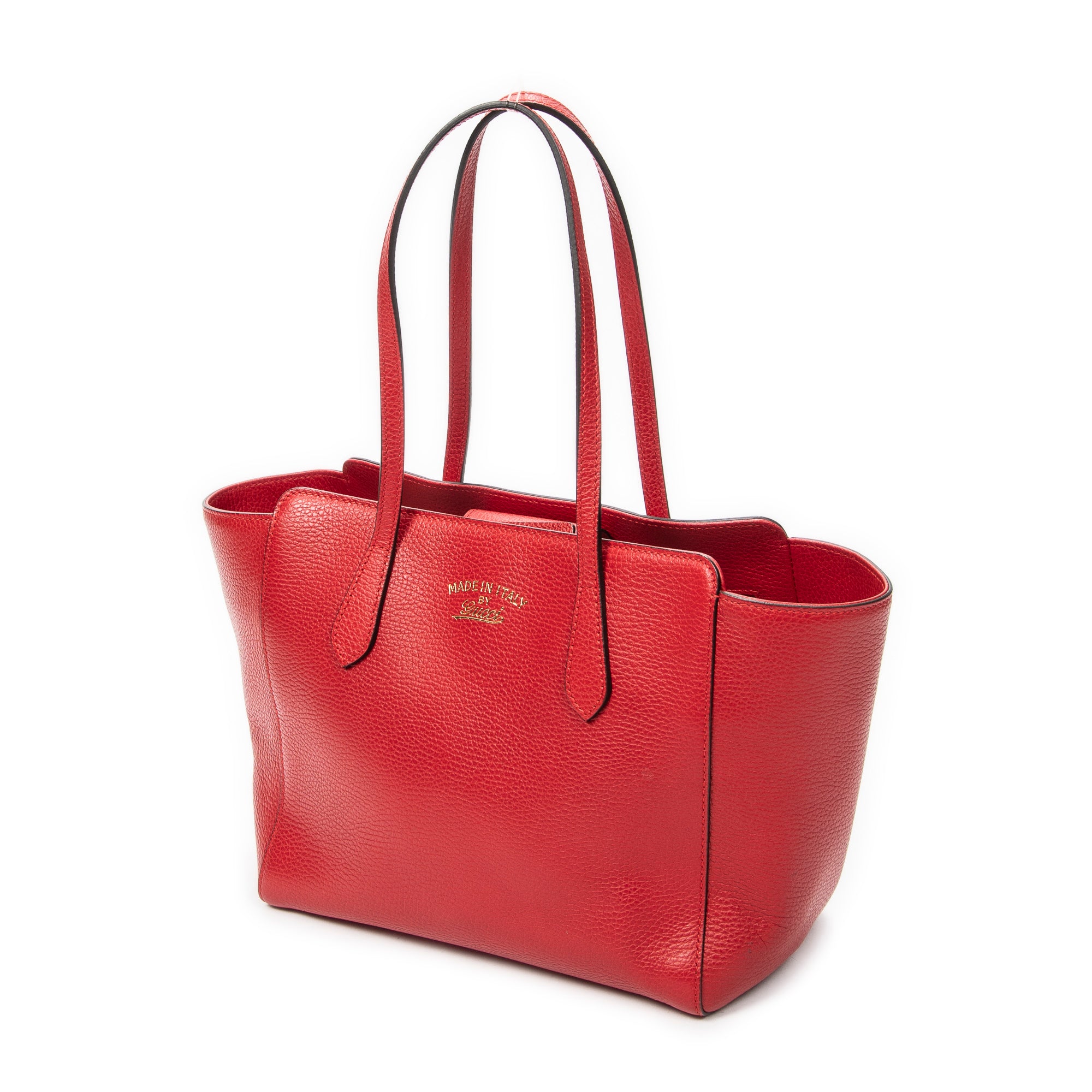 Shoulder Bag Small Swing Tote Red Grained Calfskin Leather