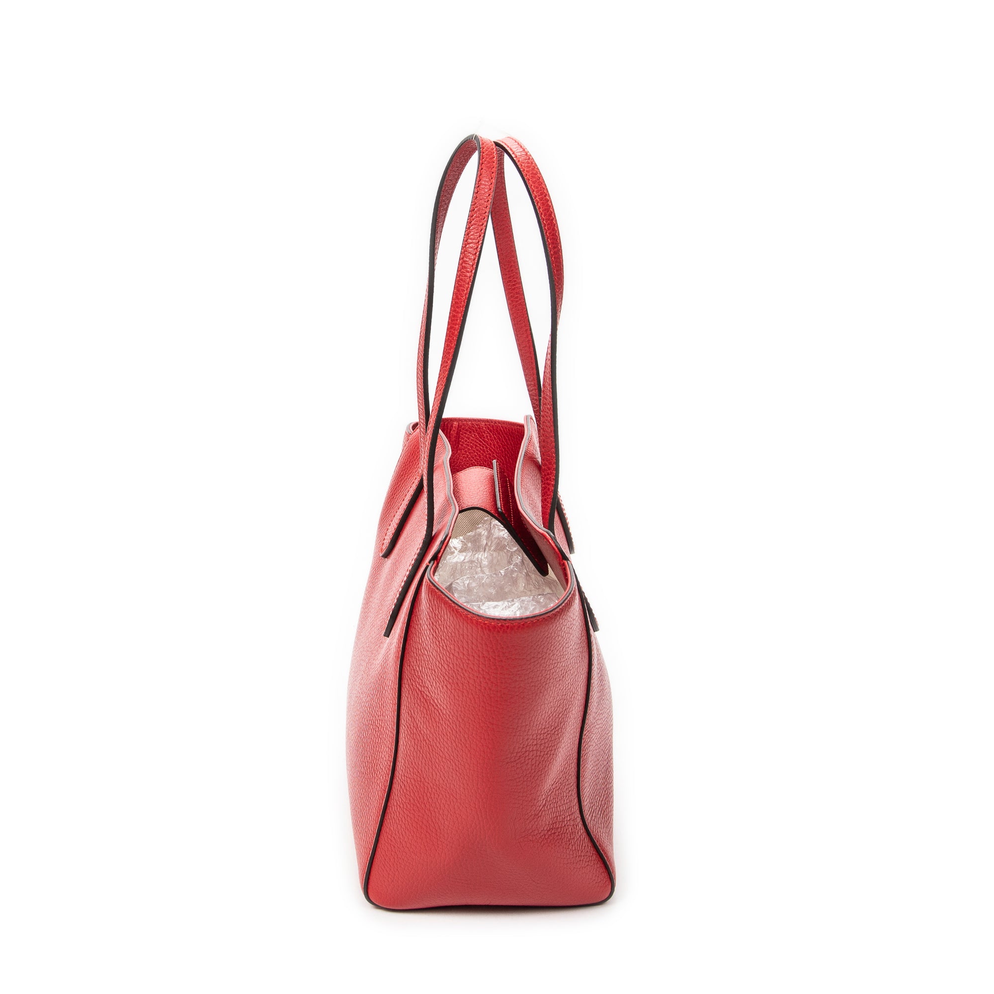 Shoulder Bag Small Swing Tote Red Grained Calfskin Leather