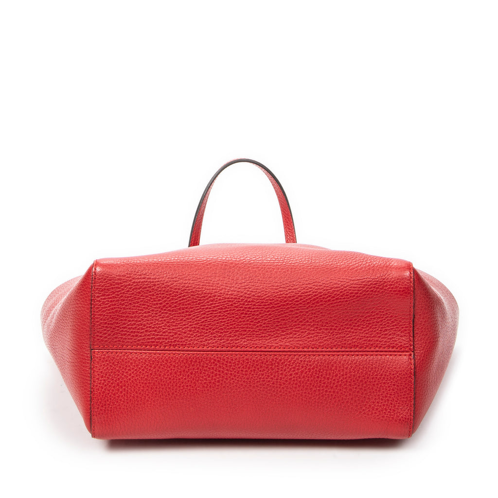 Shoulder Bag Small Swing Tote Red Grained Calfskin Leather