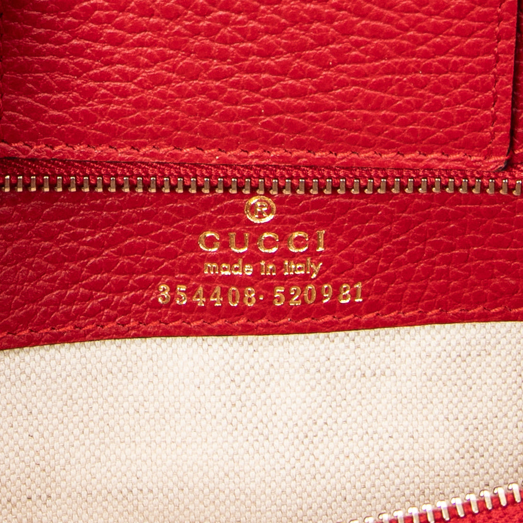Shoulder Bag Small Swing Tote Red Grained Calfskin Leather