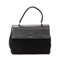 Shoulder Bag Medium Moujik Top Handle Black Suede Leather