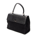Shoulder Bag Medium Moujik Top Handle Black Suede Leather