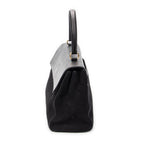 Shoulder Bag Medium Moujik Top Handle Black Suede Leather