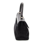 Shoulder Bag Medium Moujik Top Handle Black Suede Leather