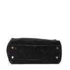 Shoulder Bag Medium Moujik Top Handle Black Suede Leather