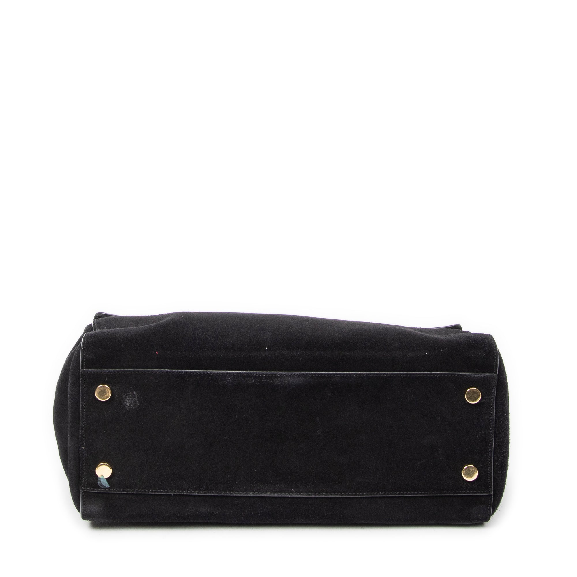 Shoulder Bag Medium Moujik Top Handle Black Suede Leather
