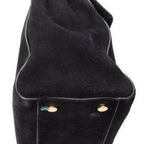 Shoulder Bag Medium Moujik Top Handle Black Suede Leather