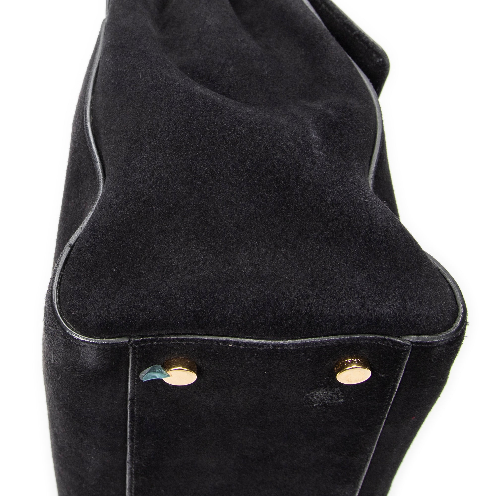 Shoulder Bag Medium Moujik Top Handle Black Suede Leather