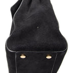Shoulder Bag Medium Moujik Top Handle Black Suede Leather