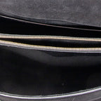 Shoulder Bag Medium Moujik Top Handle Black Suede Leather