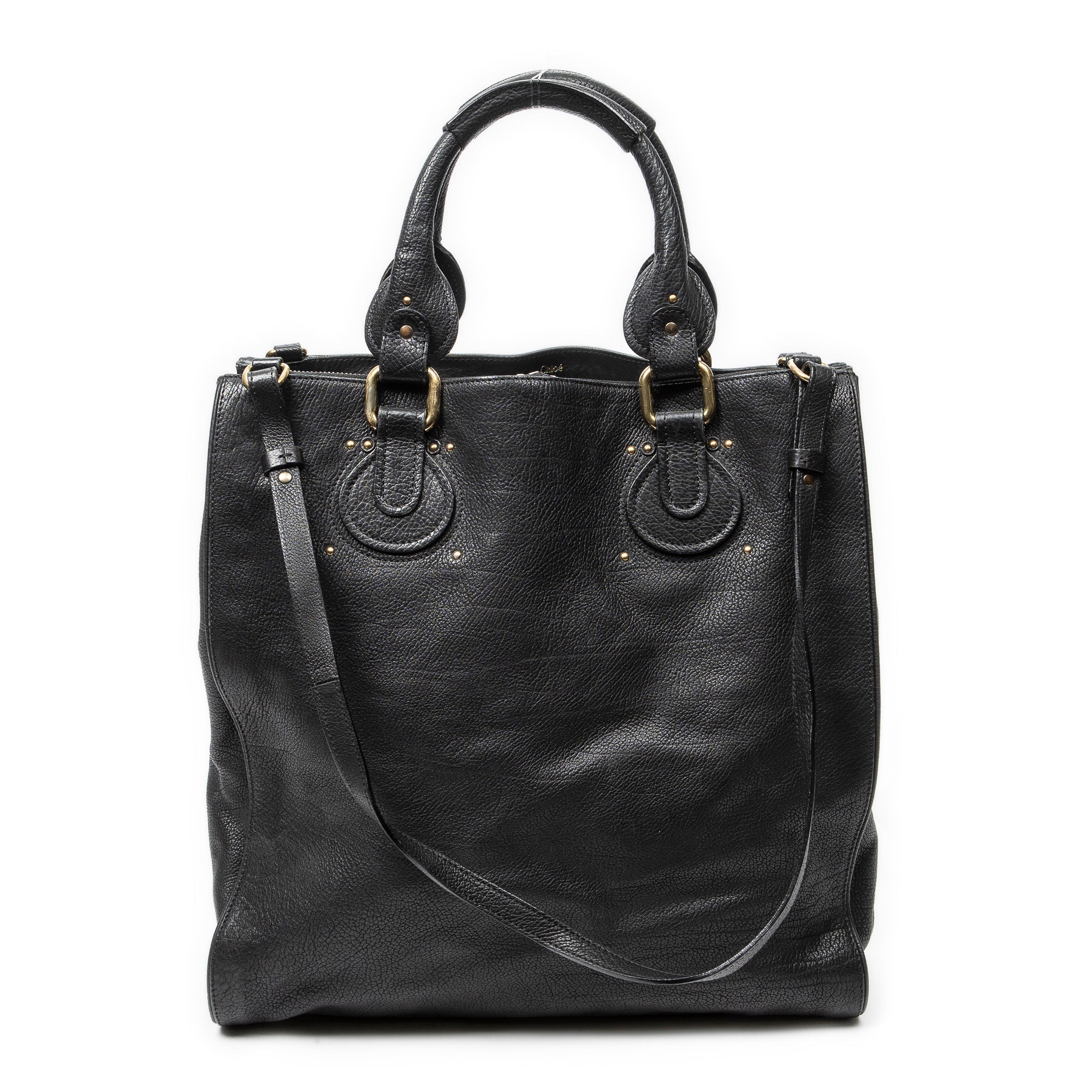 Shoulder Bag Large Pure Paddington Tote Black Grained Calfskin Leather