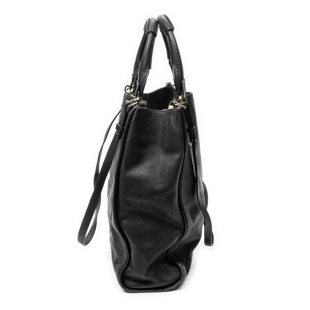 Shoulder Bag Large Pure Paddington Tote Black Grained Calfskin Leather