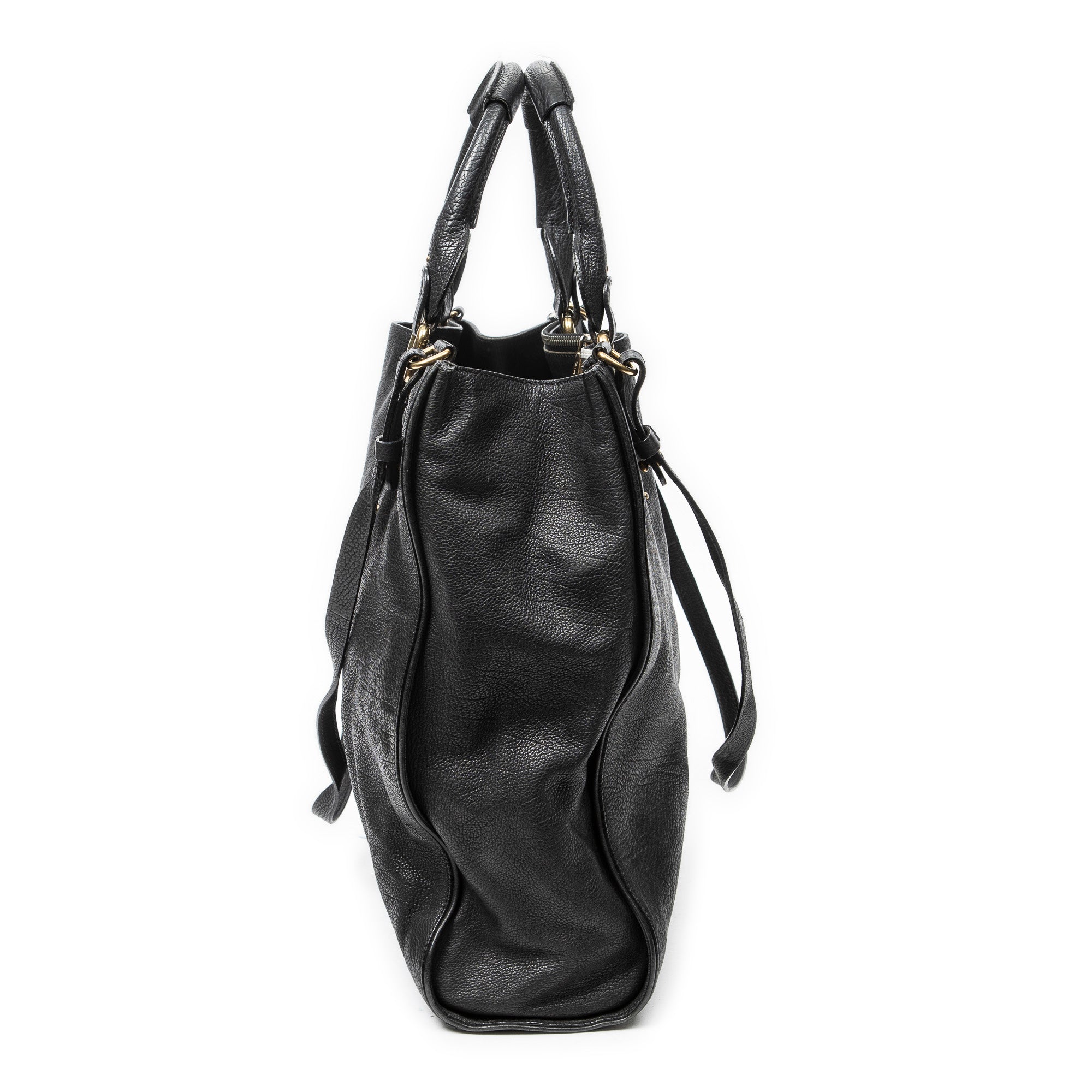 Shoulder Bag Large Pure Paddington Tote Black Grained Calfskin Leather