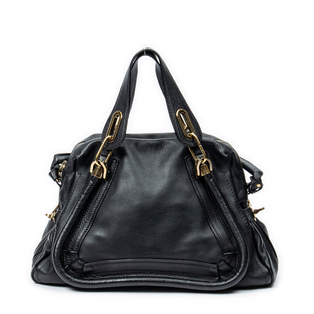 Shoulder Bag Medium Paraty Black Grained Calfskin Leather