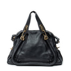 Shoulder Bag Medium Paraty Black Grained Calfskin Leather