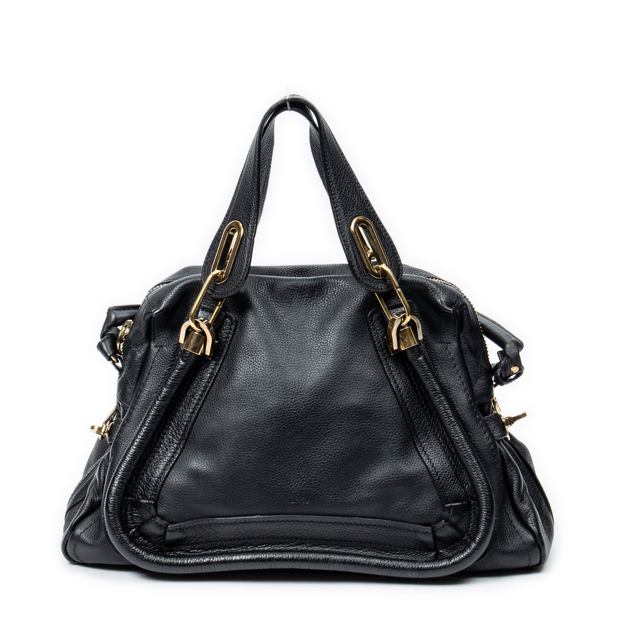 Shoulder Bag Medium Paraty Black Grained Calfskin Leather
