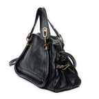 Shoulder Bag Medium Paraty Black Grained Calfskin Leather