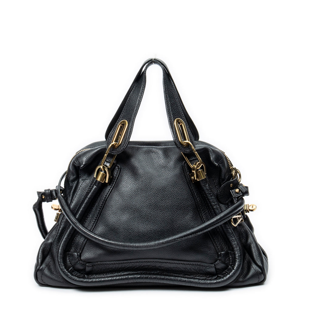 Shoulder Bag Medium Paraty Black Grained Calfskin Leather