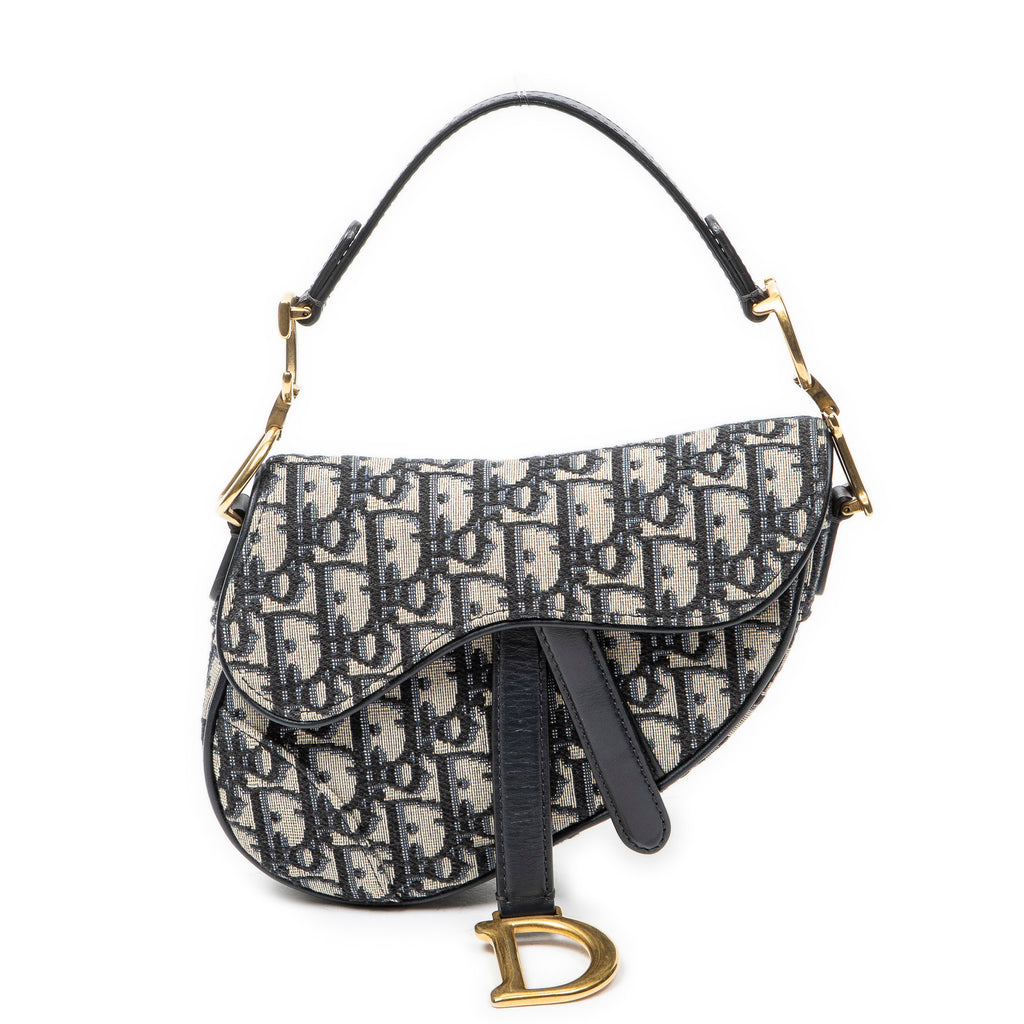 Handbag Mini Saddle Bag Navy Oblique Jacquard Canvas