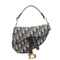 Handbag Mini Saddle Bag Navy Oblique Jacquard Canvas