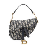 Handbag Mini Saddle Bag Navy Oblique Jacquard Canvas