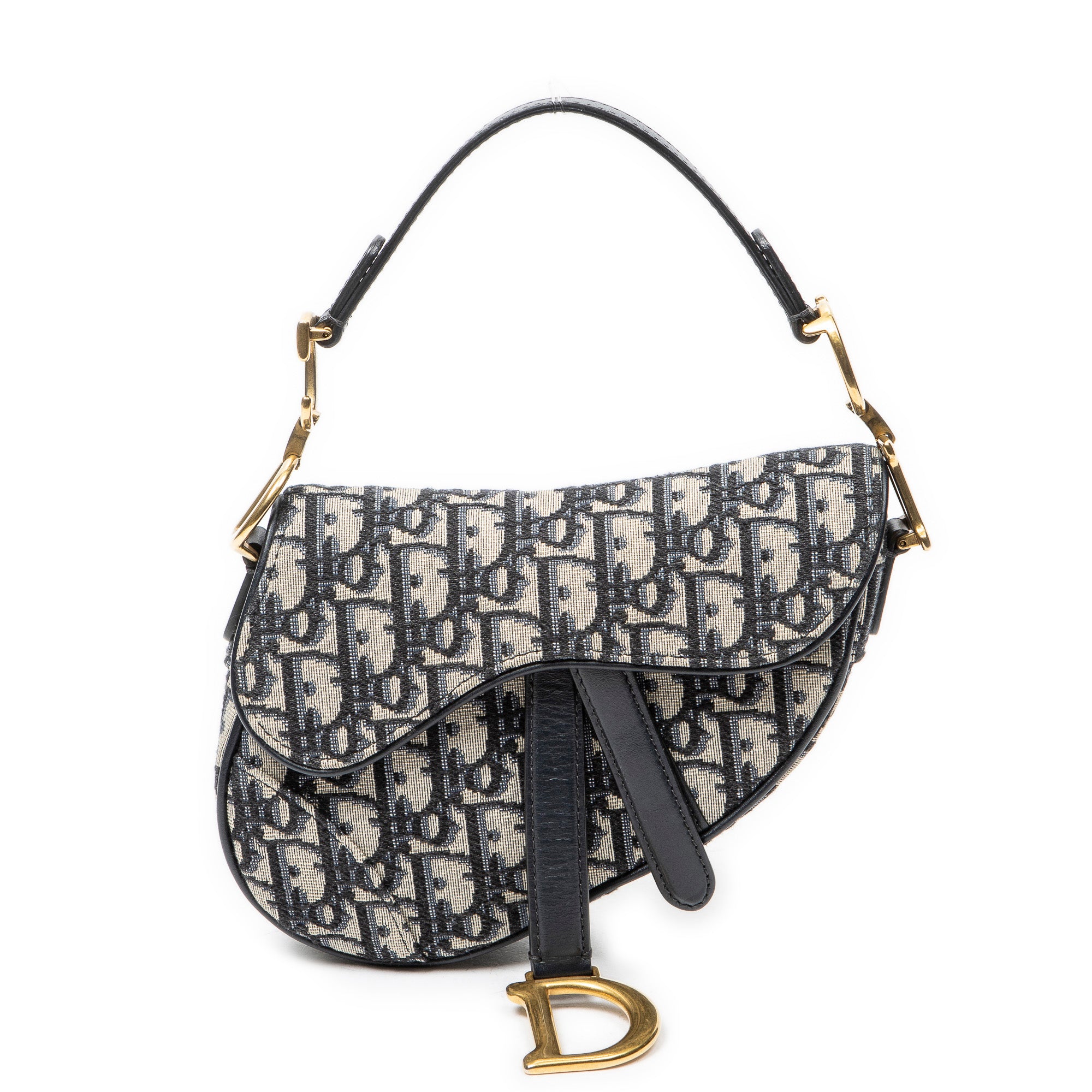Handbag Mini Saddle Bag Navy Oblique Jacquard Canvas