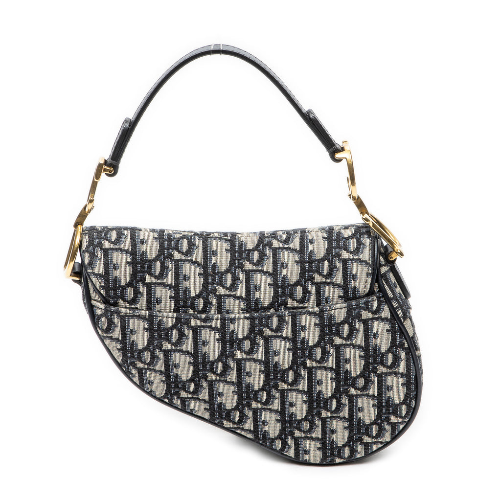 Handbag Mini Saddle Bag Navy Oblique Jacquard Canvas