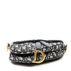 Handbag Mini Saddle Bag Navy Oblique Jacquard Canvas