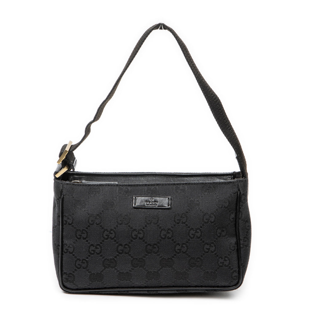 Shoulder Bag Mini Zip Pouch Black Monogrammed Canvas