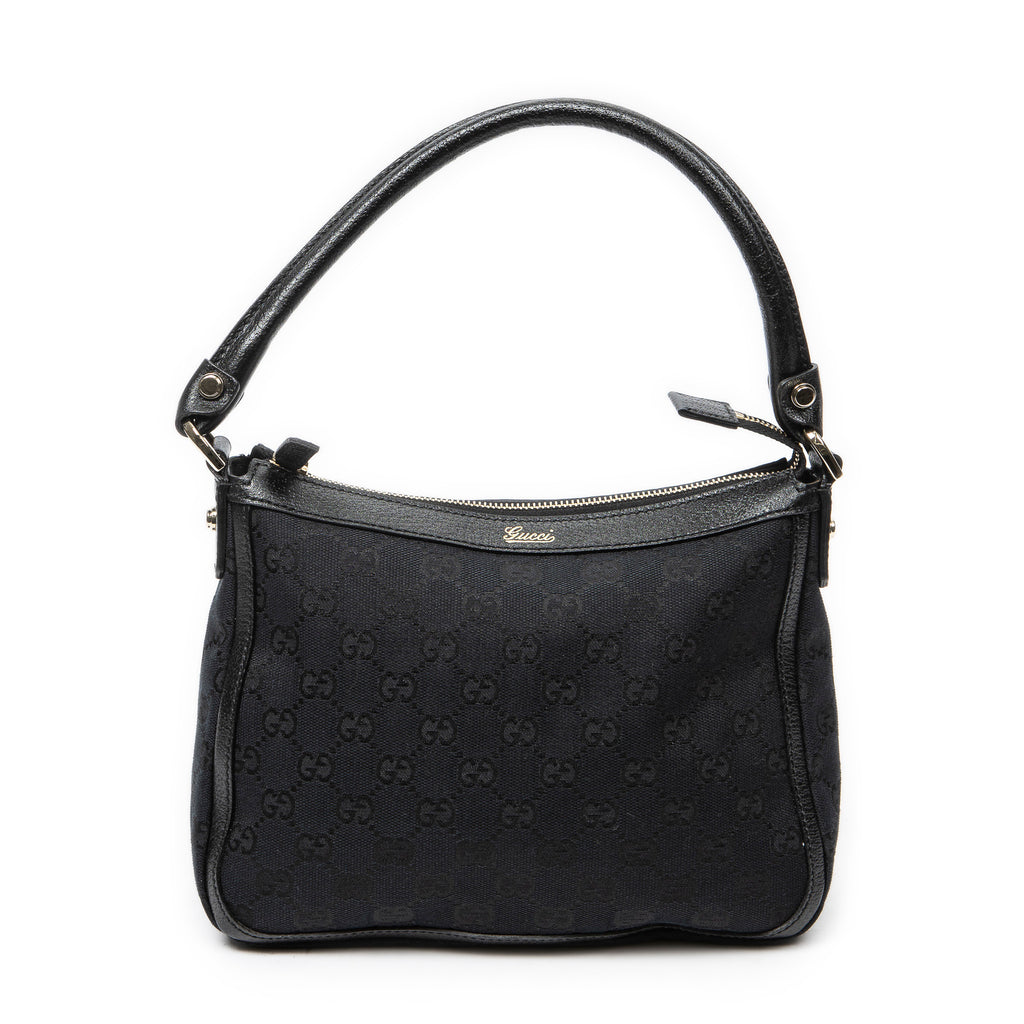 Shoulder Bag Small Abbey Top Handle Black Monogrammed Canvas
