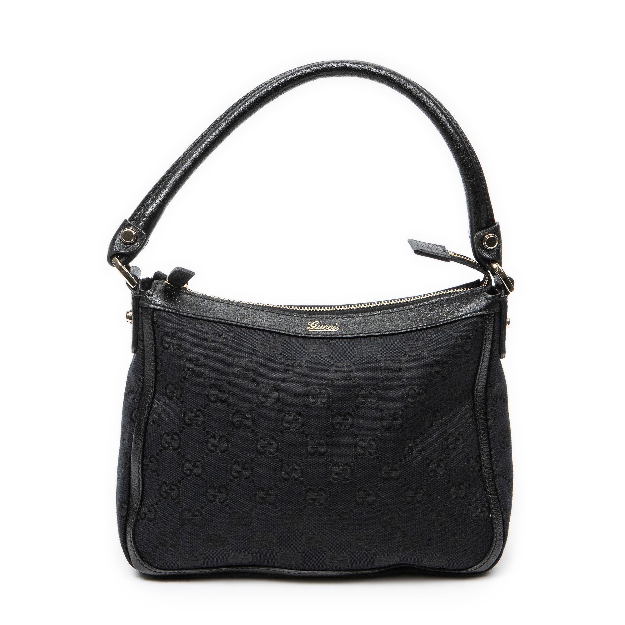 Shoulder Bag Small Abbey Top Handle Black Monogrammed Canvas