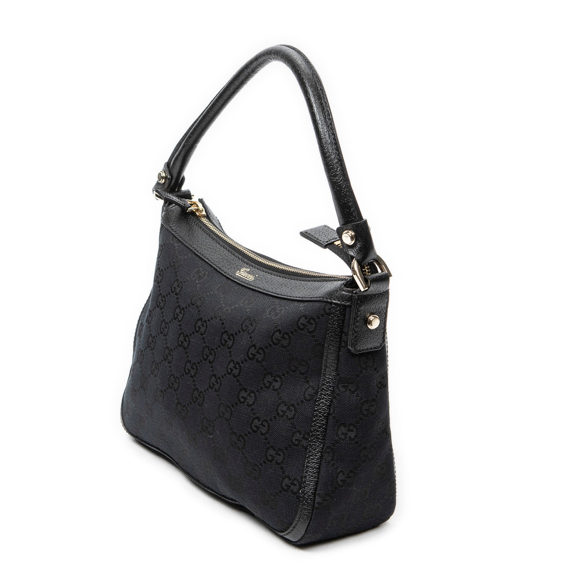 Shoulder Bag Small Abbey Top Handle Black Monogrammed Canvas