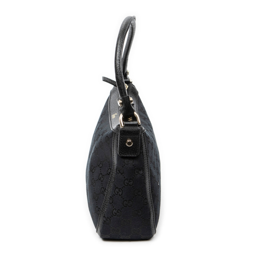 Shoulder Bag Small Abbey Top Handle Black Monogrammed Canvas