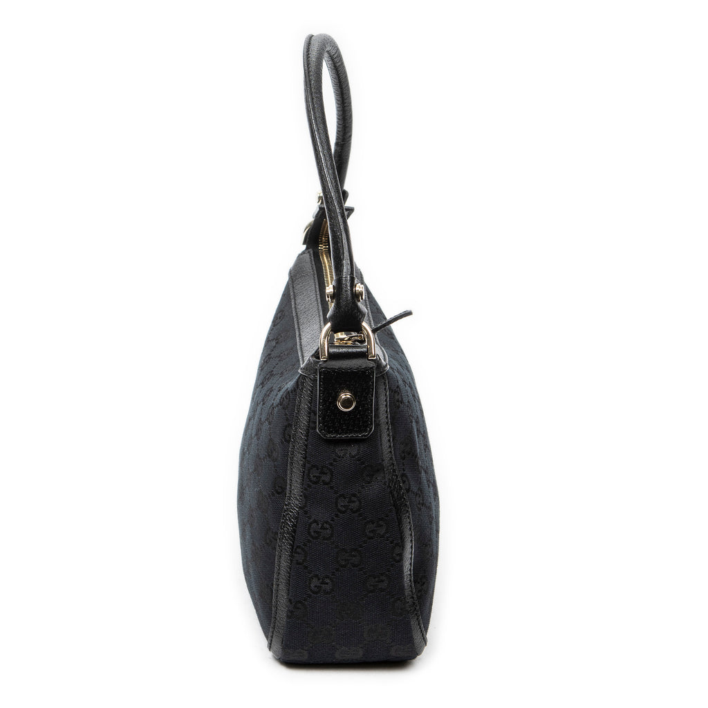 Shoulder Bag Small Abbey Top Handle Black Monogrammed Canvas