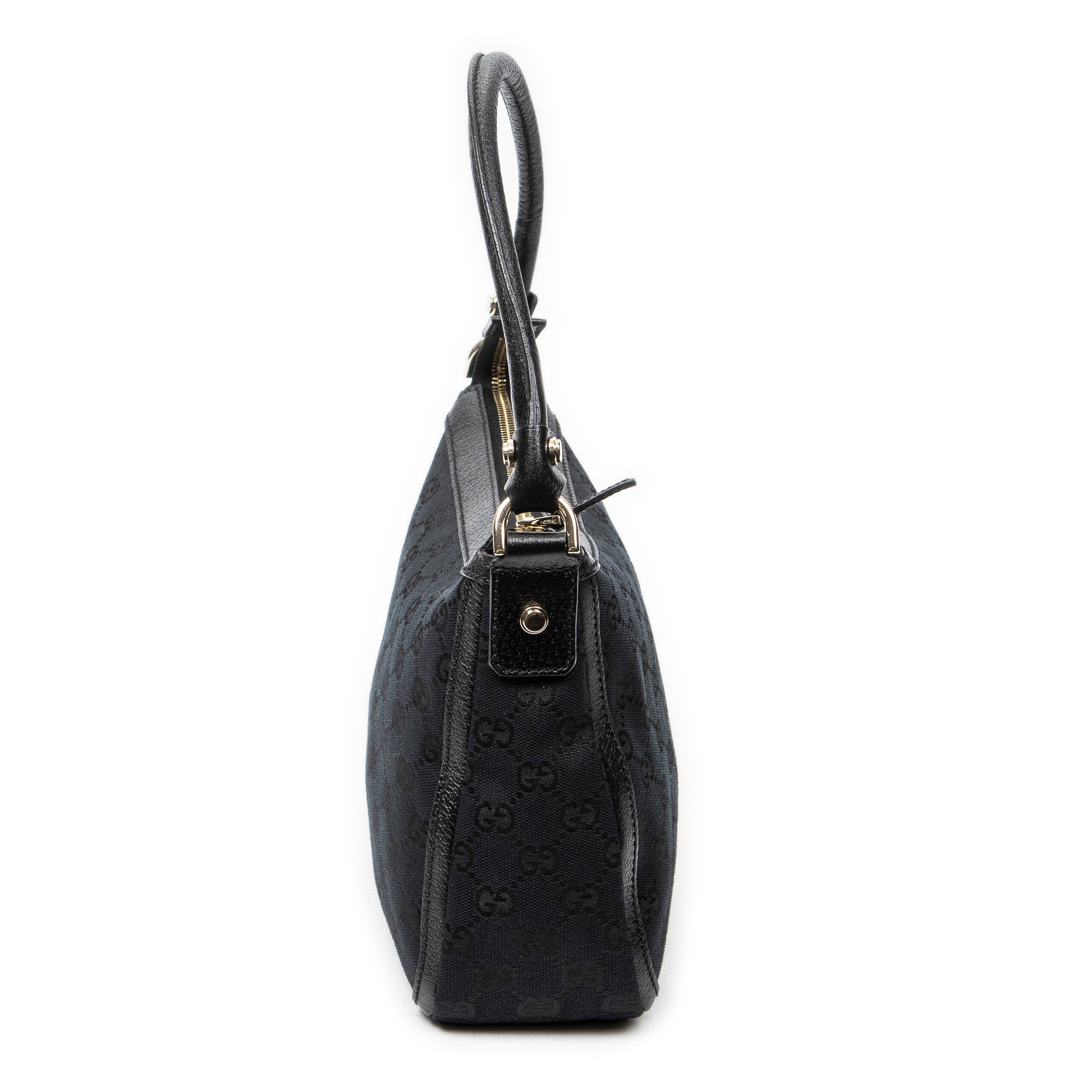 Shoulder Bag Small Abbey Top Handle Black Monogrammed Canvas