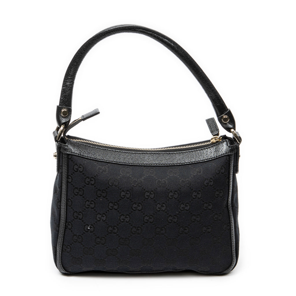 Shoulder Bag Small Abbey Top Handle Black Monogrammed Canvas