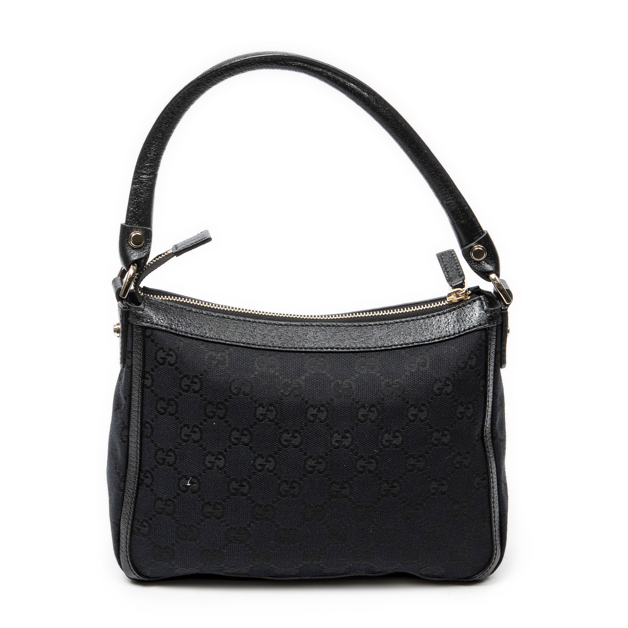 Shoulder Bag Small Abbey Top Handle Black Monogrammed Canvas