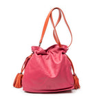 Shoulder Bag Bicolor Tassel Flamenco Pink Calfskin Leather