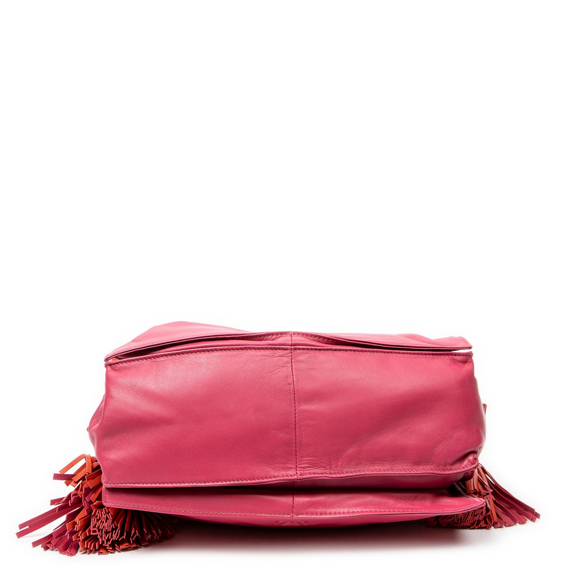 Shoulder Bag Bicolor Tassel Flamenco Pink Calfskin Leather