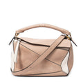 Shoulder Bag Small Puzzle Bag Beige Calfskin Leather
