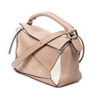 Shoulder Bag Small Puzzle Bag Beige Calfskin Leather